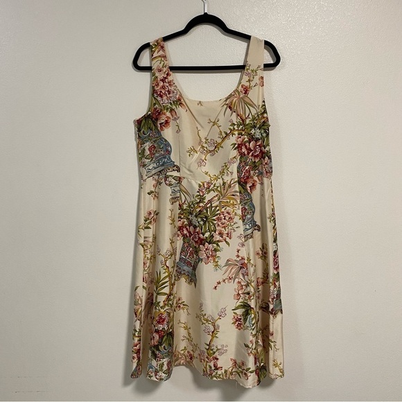 Spenser Jeremy Dress Women’s Size 14 Cream 100% Silk Floral Print Dress - Picture 5 of 10